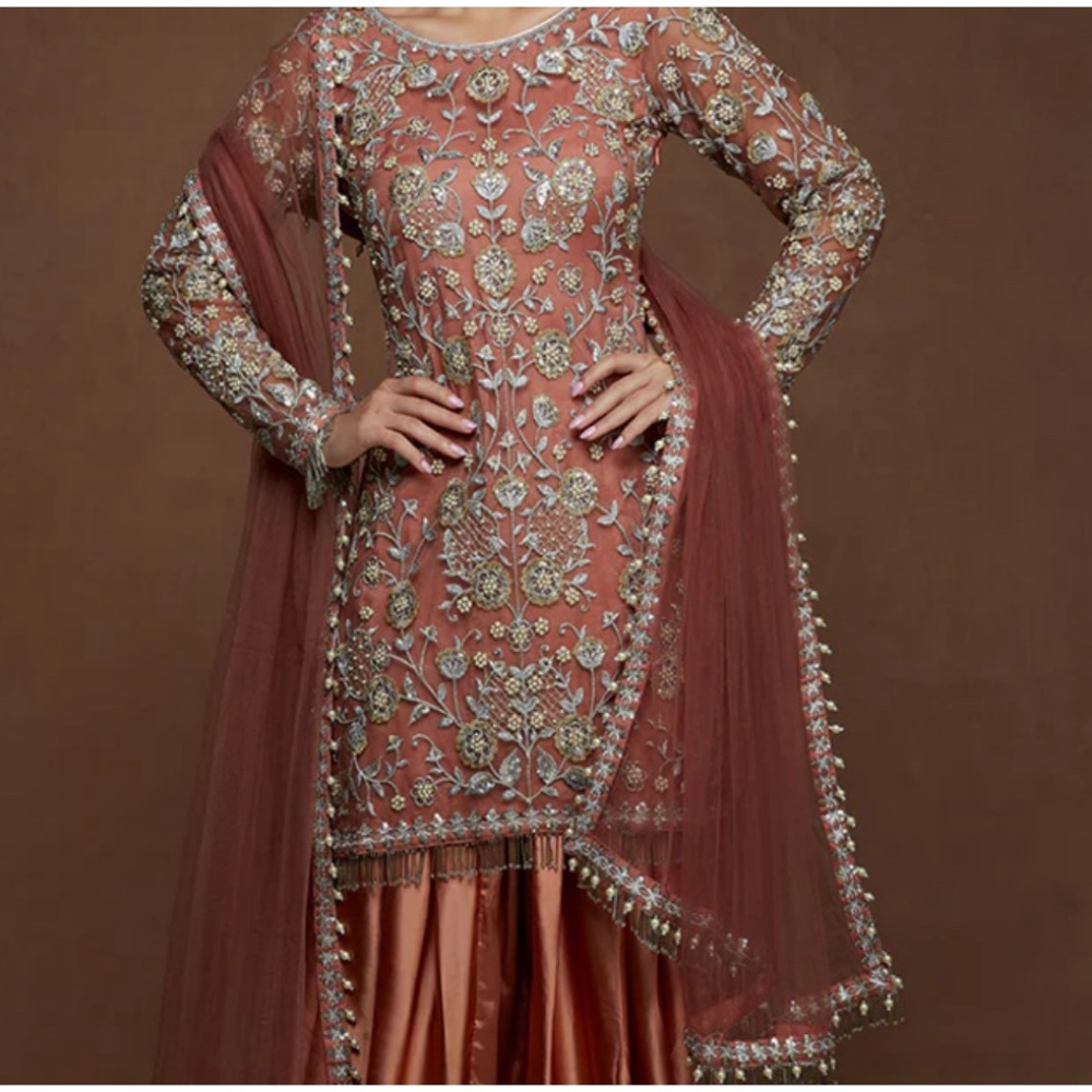 Dusty Rose Embroidered Punjabi Suit